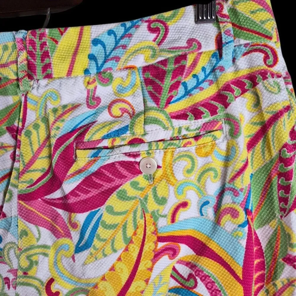 Tommy Hilfiger Tropical Print Capri Pants Size 10 Stretch Colorful Preppy Resort - Picture 8 of 10